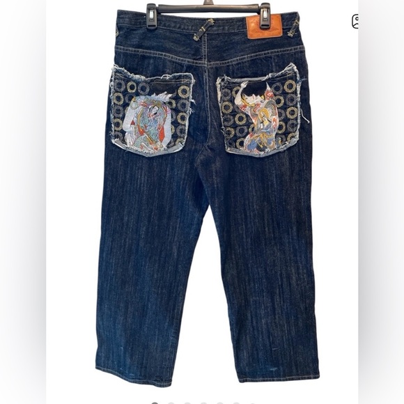 Vans Plaid Flannel and Kanji Premium Vintage Embroidered Jeans Men’s 36x32 - Picture 6 of 14